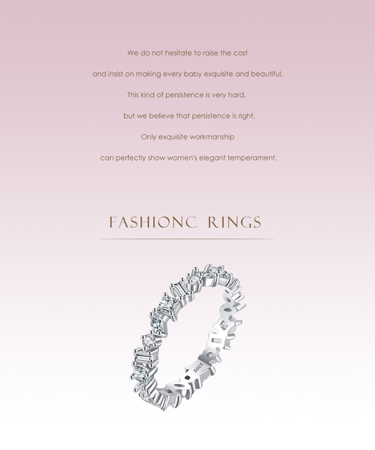Palec serdeczny dla kobiet: Pierścionek 925 Sterling Silver z nieregularną olśniewającą cyrkoniami geometryczną biżuterią - Wianko - 1