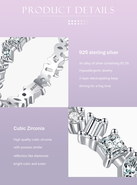 Palec serdeczny dla kobiet: Pierścionek 925 Sterling Silver z nieregularną olśniewającą cyrkoniami geometryczną biżuterią - Wianko - 3