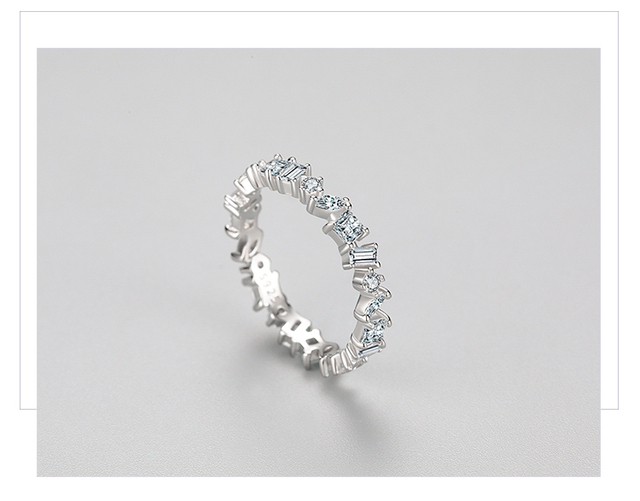 Palec serdeczny dla kobiet: Pierścionek 925 Sterling Silver z nieregularną olśniewającą cyrkoniami geometryczną biżuterią - Wianko - 6
