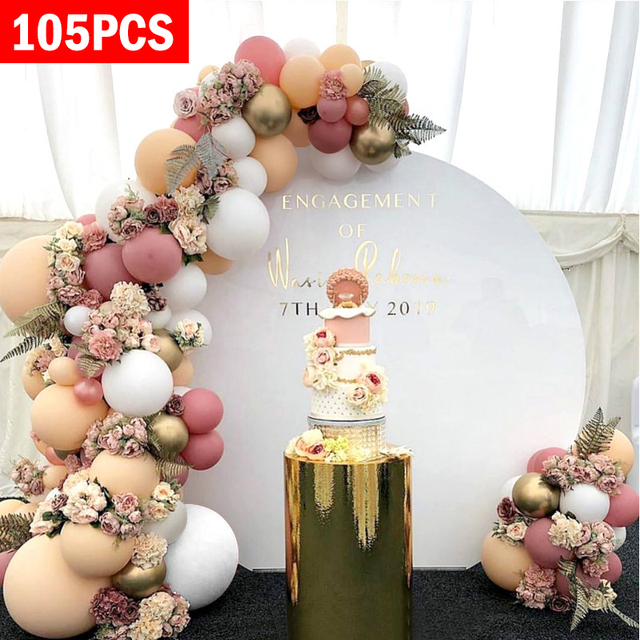 Zestaw dekoracji na imprezy okolicznościowe: 105-122 szt. naturalnych balonów lateksowych do aranżacji łuków i girland, dekoracyjne akcesoria na Baby Shower i przyjęcie ślubne - Wianko - 1