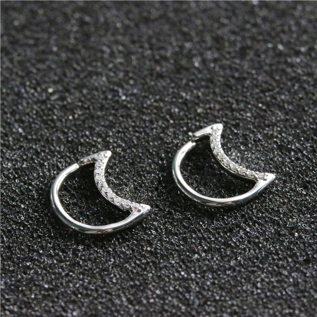 Kolczyki miedziane z kamieniem kryształowym w formie księżyca do przekłucia Daith Helix Tragus moda dla kobiet UVW209 - Wianko - 1