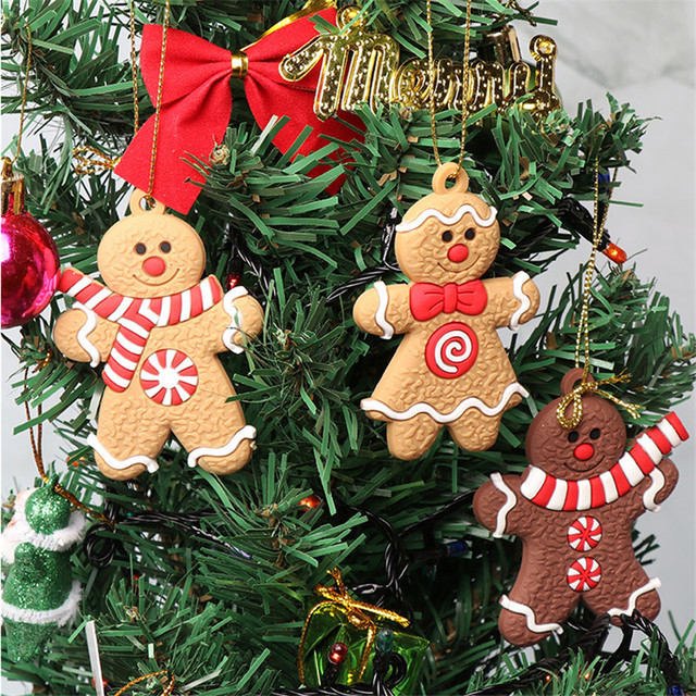 2021 Nowe Miękkie PVC Mężczyźni Wiszące Ozdoby Choinkowe - 12 sztuk Gingerbread Man - Świąteczne Dekoracje dla Domu Noel - Wianko - 5