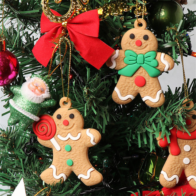 2021 Nowe Miękkie PVC Mężczyźni Wiszące Ozdoby Choinkowe - 12 sztuk Gingerbread Man - Świąteczne Dekoracje dla Domu Noel - Wianko - 6