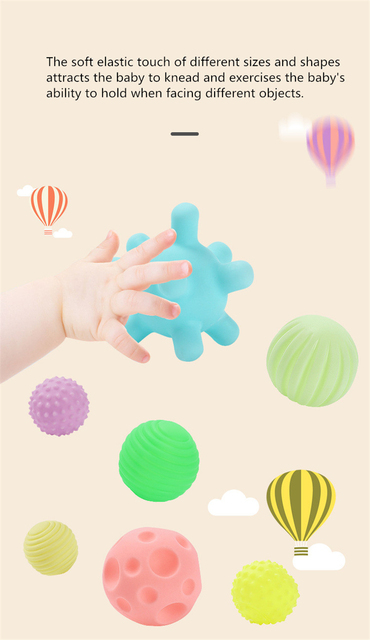 6 sztuk kulki sensoryczne do masażu dla niemowląt - zestaw piłek silikonowych, teksturowane, kolorowe - zabawka ręczna dziecka - Wianko - 4