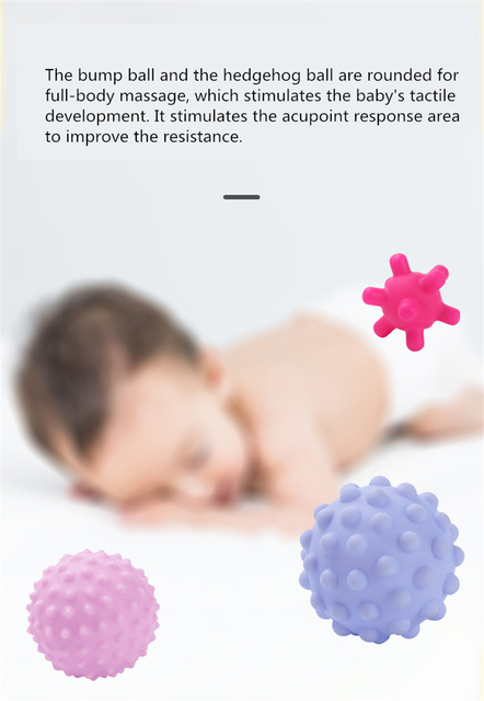 6 sztuk kulki sensoryczne do masażu dla niemowląt - zestaw piłek silikonowych, teksturowane, kolorowe - zabawka ręczna dziecka - Wianko - 5