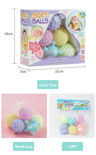 6 sztuk kulki sensoryczne do masażu dla niemowląt - zestaw piłek silikonowych, teksturowane, kolorowe - zabawka ręczna dziecka - Wianko - 8