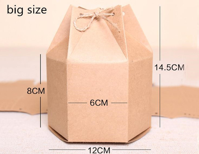 20 sztuk dużych i małych pudełek sześciokątnych na papier pakowy do jedzenia i herbaty o wymiarach 6 cm x 4.5 cm - Wianko - 1