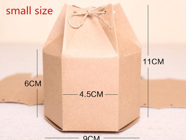 20 sztuk dużych i małych pudełek sześciokątnych na papier pakowy do jedzenia i herbaty o wymiarach 6 cm x 4.5 cm - Wianko - 2