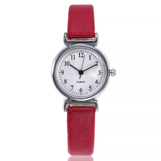 Skórzany zegarek damski Vintage - małe, prosty numer, kwarcowy, analogowy - Wianko - 4
