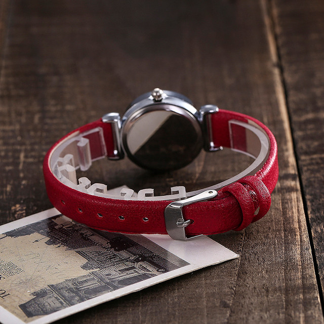 Skórzany zegarek damski Vintage - małe, prosty numer, kwarcowy, analogowy - Wianko - 2