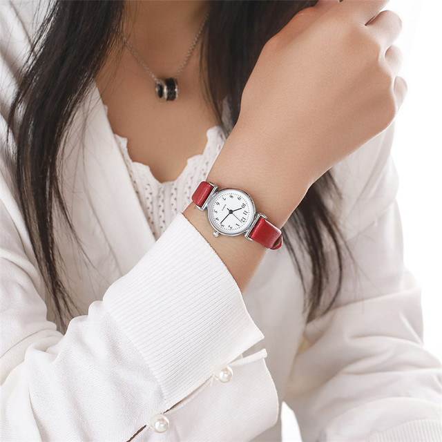 Skórzany zegarek damski Vintage - małe, prosty numer, kwarcowy, analogowy - Wianko - 11