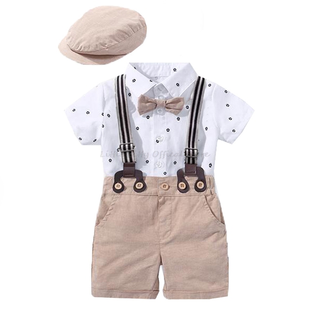 Zestaw ubrań dla chłopców - koszule pajacyki, spodenki, muszka i czapki (3-24m) - 100% bawełna - Wianko - 41