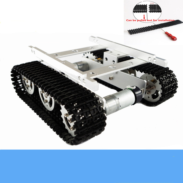 DIY T100 metalowy zestaw podwozia gąsienicowego Smart Crawler - model robota z silnikiem o wysokim momencie obrotowym, edukacyjna zabawka czołg RC - Wianko - 4