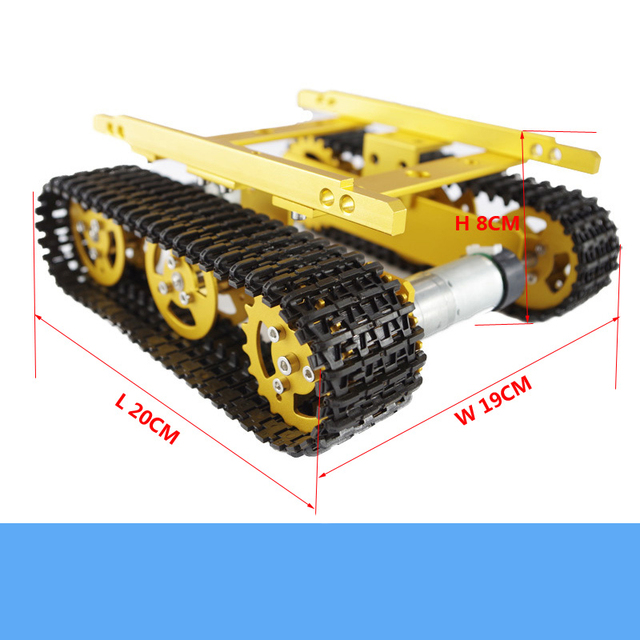 DIY T100 metalowy zestaw podwozia gąsienicowego Smart Crawler - model robota z silnikiem o wysokim momencie obrotowym, edukacyjna zabawka czołg RC - Wianko - 1