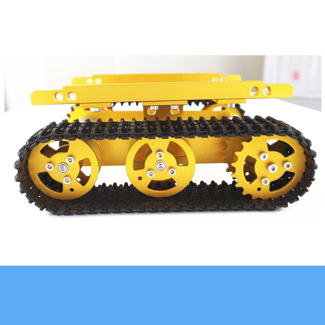DIY T100 metalowy zestaw podwozia gąsienicowego Smart Crawler - model robota z silnikiem o wysokim momencie obrotowym, edukacyjna zabawka czołg RC - Wianko - 6