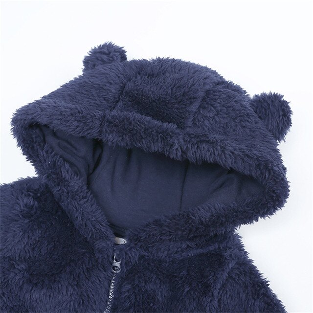 Noworodek Kurtka z Polarowego Kombinezonu z Kapturem Niedźwiedzi Uszami dla Dziewczynki lub Chłopca - Wianko - 18