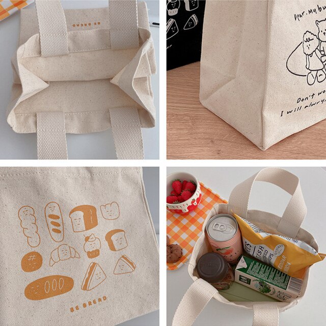 Śliczna torba na lunch z nadrukiem kreskówkowym, idealna dla pracowników biurowych, uczniów i fanów japońskiego stylu, wykonana z bawełnianej tkaniny - Wianko - 3