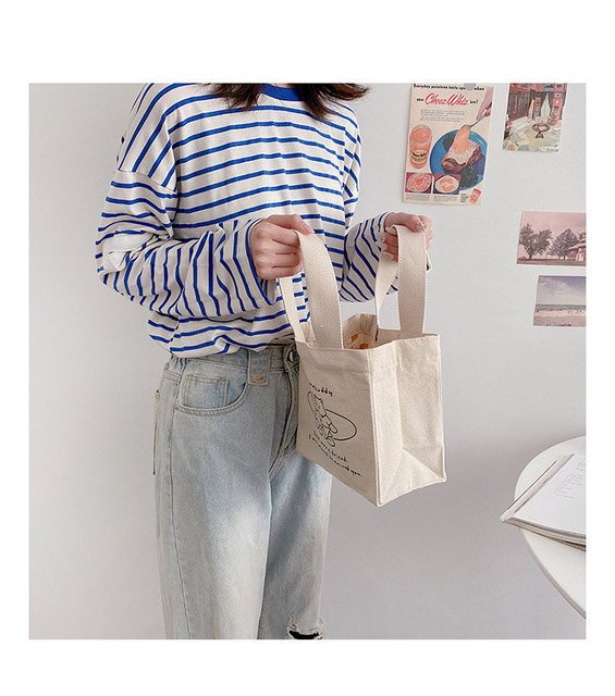 Śliczna torba na lunch z nadrukiem kreskówkowym, idealna dla pracowników biurowych, uczniów i fanów japońskiego stylu, wykonana z bawełnianej tkaniny - Wianko - 18