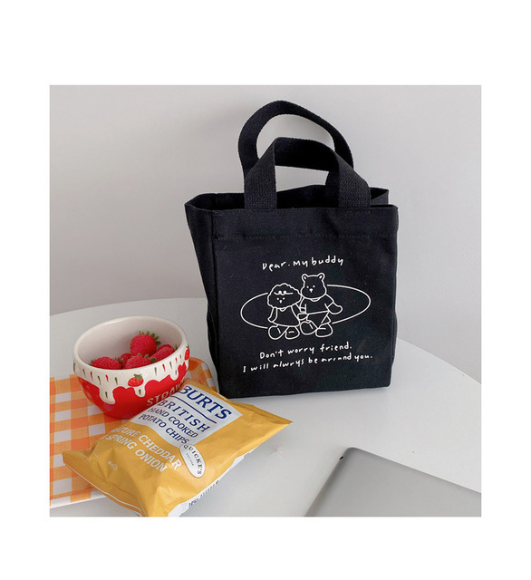 Śliczna torba na lunch z nadrukiem kreskówkowym, idealna dla pracowników biurowych, uczniów i fanów japońskiego stylu, wykonana z bawełnianej tkaniny - Wianko - 10