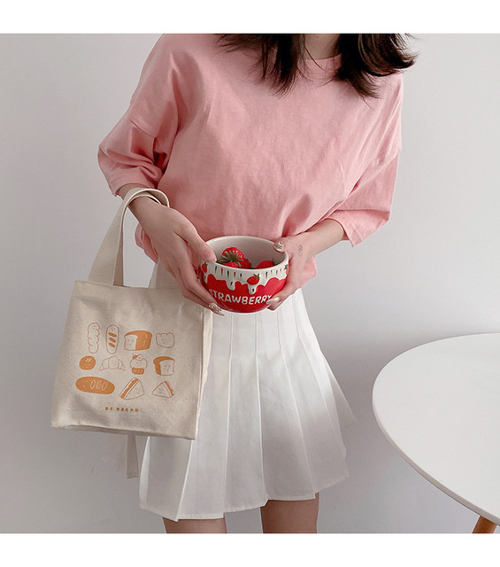 Śliczna torba na lunch z nadrukiem kreskówkowym, idealna dla pracowników biurowych, uczniów i fanów japońskiego stylu, wykonana z bawełnianej tkaniny - Wianko - 19