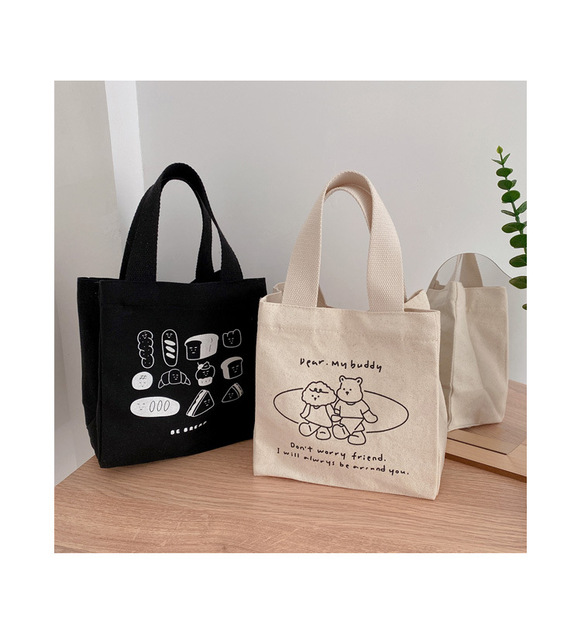 Śliczna torba na lunch z nadrukiem kreskówkowym, idealna dla pracowników biurowych, uczniów i fanów japońskiego stylu, wykonana z bawełnianej tkaniny - Wianko - 7