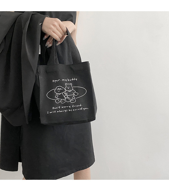 Śliczna torba na lunch z nadrukiem kreskówkowym, idealna dla pracowników biurowych, uczniów i fanów japońskiego stylu, wykonana z bawełnianej tkaniny - Wianko - 25