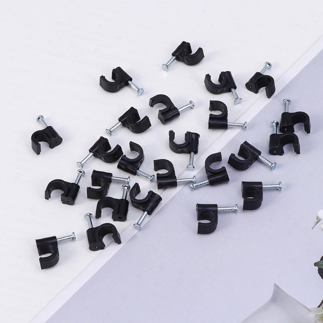 Organizator zacisków ściennych 100 sztuk czarnych klipsów plastikowych do kabli - Wianko - 6