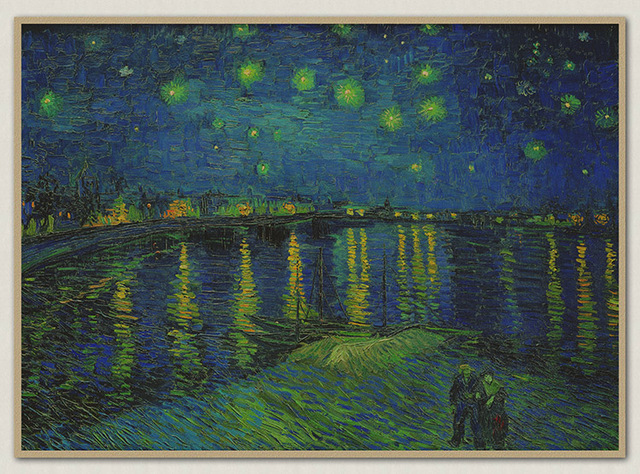 Naklejka ścenna z obrazem Van Gogha Gwiaździsta noc - dekoracja kawiarni w stylu retro - Wianko - 21