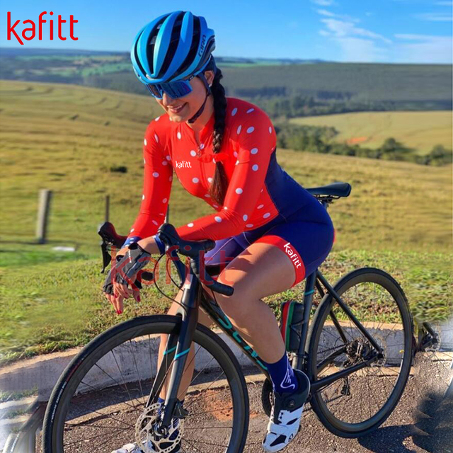 Zestaw rowerowy Kafitt team triathlon z długimi rękawami - jersey rajstopy kombinezon Maillot z oddychającą poduszką - macaquinho ciclismo feminino - Wianko - 17