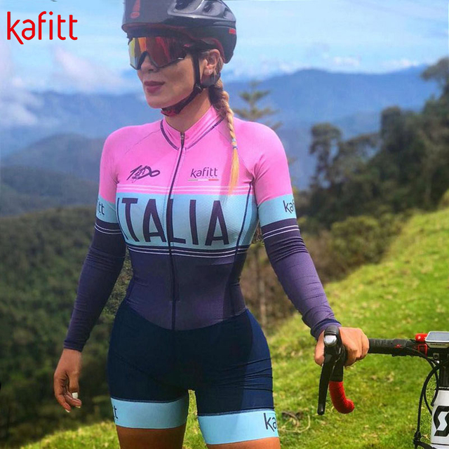 Zestaw rowerowy Kafitt team triathlon z długimi rękawami - jersey rajstopy kombinezon Maillot z oddychającą poduszką - macaquinho ciclismo feminino - Wianko - 8