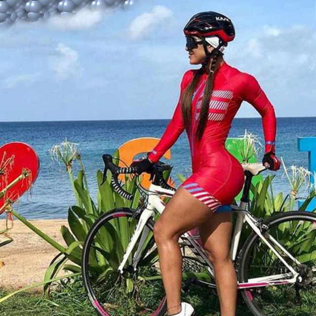 Zestaw rowerowy Kafitt team triathlon z długimi rękawami - jersey rajstopy kombinezon Maillot z oddychającą poduszką - macaquinho ciclismo feminino - Wianko - 9