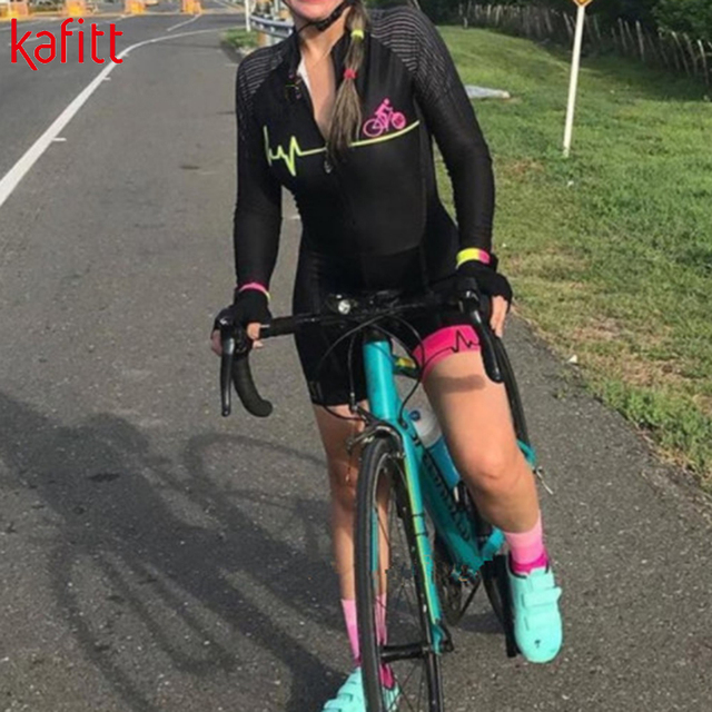 Zestaw rowerowy Kafitt team triathlon z długimi rękawami - jersey rajstopy kombinezon Maillot z oddychającą poduszką - macaquinho ciclismo feminino - Wianko - 6