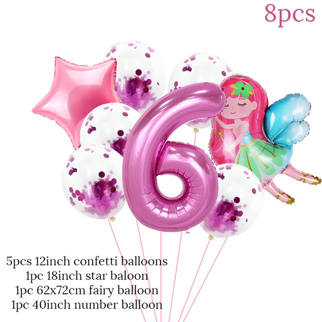 Zestaw 8 balonów urodzinowych baby girl na 1-9 lat - dekoracje dla dziewczynki z motywem bajki i wróżek - Wianko - 4