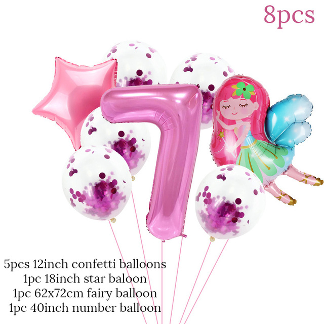 Zestaw 8 balonów urodzinowych baby girl na 1-9 lat - dekoracje dla dziewczynki z motywem bajki i wróżek - Wianko - 5