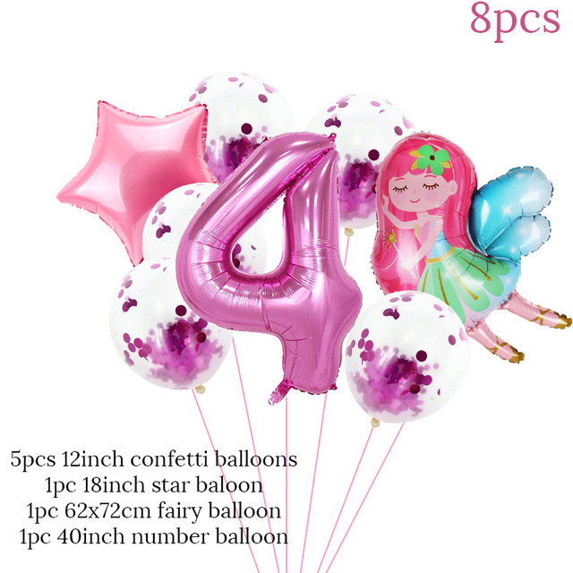 Zestaw 8 balonów urodzinowych baby girl na 1-9 lat - dekoracje dla dziewczynki z motywem bajki i wróżek - Wianko - 3