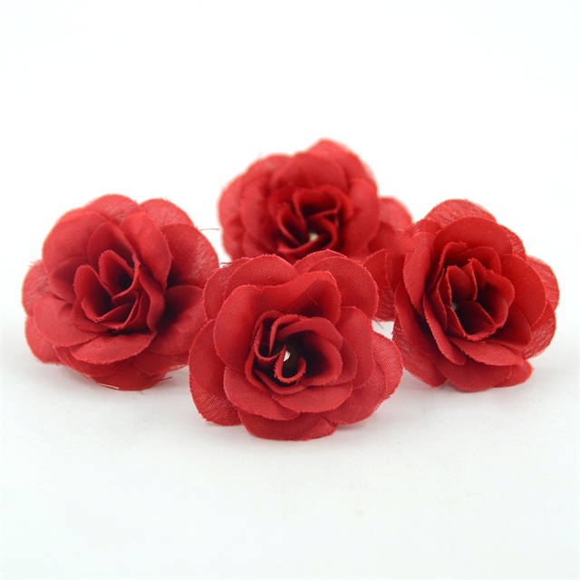 100 sztuk 4.5cm Mini sztuczne róże z jedwabiu do scrapbookingu i dekoracji ślubnych - Wianko - 4