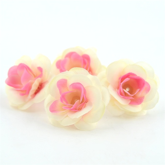 100 sztuk 4.5cm Mini sztuczne róże z jedwabiu do scrapbookingu i dekoracji ślubnych - Wianko - 8