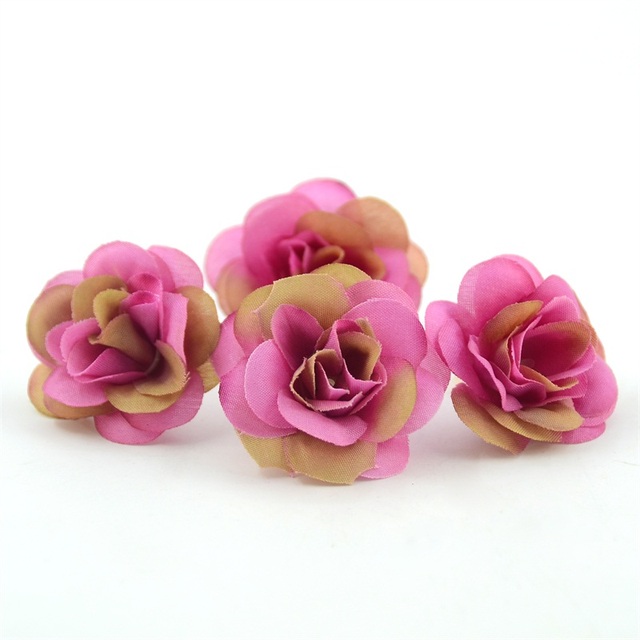 100 sztuk 4.5cm Mini sztuczne róże z jedwabiu do scrapbookingu i dekoracji ślubnych - Wianko - 15