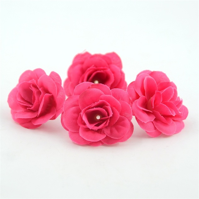 100 sztuk 4.5cm Mini sztuczne róże z jedwabiu do scrapbookingu i dekoracji ślubnych - Wianko - 5