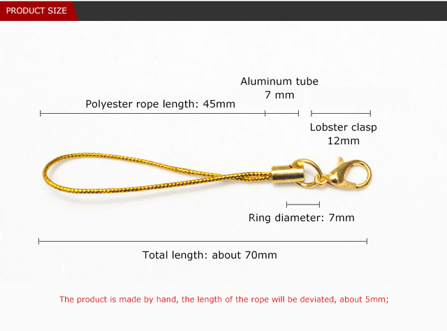Klamra homara XUNZHE - 20 sztuk, 70cm, poliester, DIY, mała smycz pasek do telefonu, zabawki - Wianko - 3