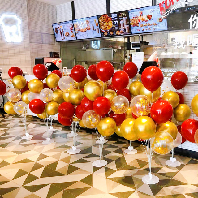 Zestaw balon stojak - uchwyt na balon, idealny do dekoracji na przyjęcie urodzinowe dzieci i dorosłych, wesele, eventy - balon w zestawie - Wianko - 10