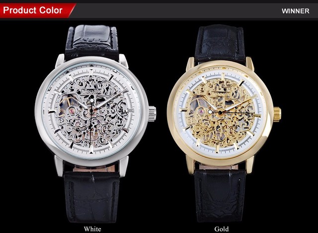 Męski zegarek mechaniczny marki luksusowej z pięknym skórzanym paskiem i srebrnym szkieletowym futerałem - Wianko - 2