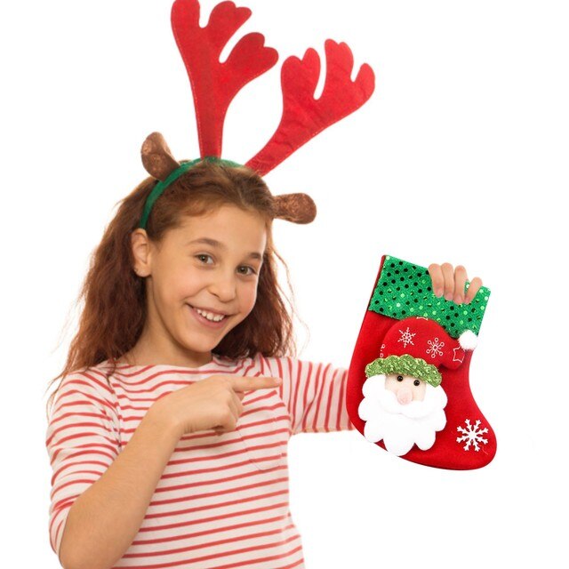 Torebka świąteczna z tkaniny - Święty Mikołaj, skarpety, prezent dla dzieci, worek na cukierki, Snowman, Deer, kieszeń wisząca, choinka, kominek, ozdoba - Wianko - 28