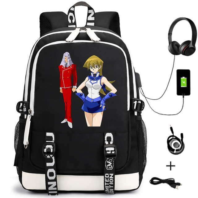 Plecak anime Yu-Gi-Oh! dla mężczyzn z USB, unisex, z motywem kreskówki, odpowiedni dla studentów i podróżników, na laptopa, z zamkiem błyskawicznym, na ramię, torba książkowa - Wianko - 4