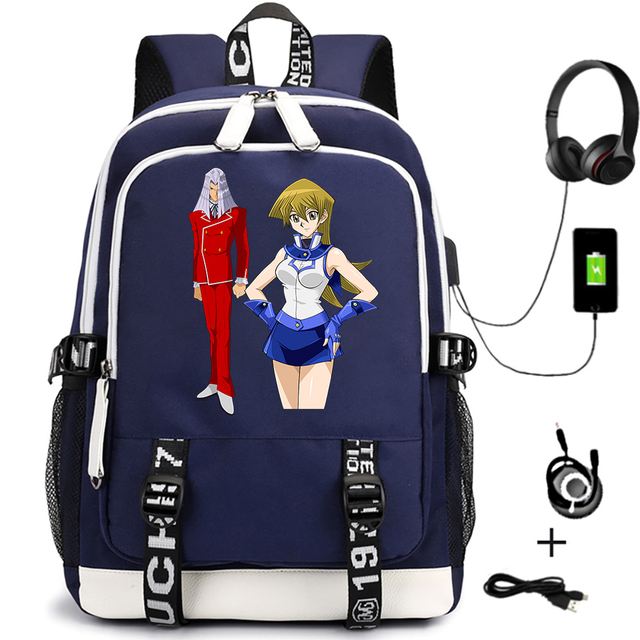 Plecak anime Yu-Gi-Oh! dla mężczyzn z USB, unisex, z motywem kreskówki, odpowiedni dla studentów i podróżników, na laptopa, z zamkiem błyskawicznym, na ramię, torba książkowa - Wianko - 8