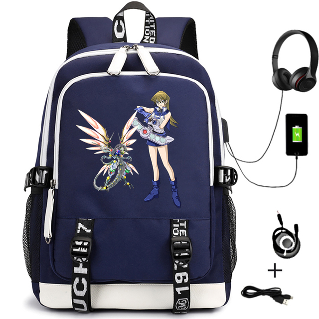 Plecak anime Yu-Gi-Oh! dla mężczyzn z USB, unisex, z motywem kreskówki, odpowiedni dla studentów i podróżników, na laptopa, z zamkiem błyskawicznym, na ramię, torba książkowa - Wianko - 7