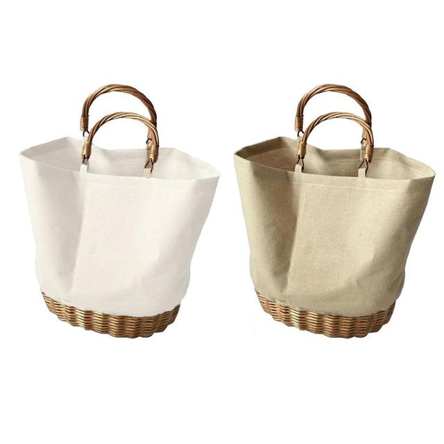 Ręcznie tkana torba z wikliny rattan na zakupy dla kobiet, dużej pojemności, przenośna i stylowa - Wianko - 2