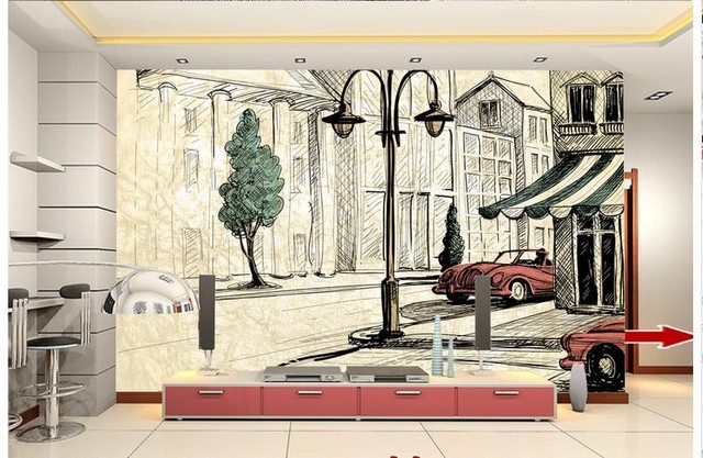 Niestandardowe fototapety 3D – abstrakcyjne malowidło europejskiej nostalgii na ścianie TV - Wianko - 7