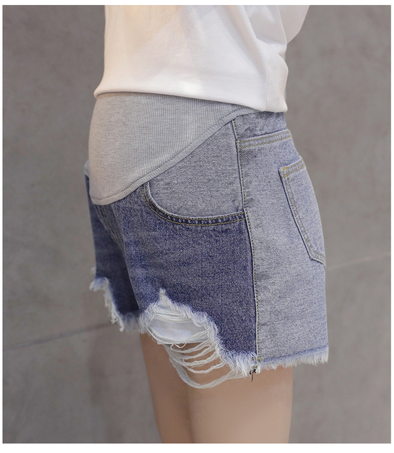 Spodenki jeansowe dla kobiet w ciąży - luźne proste jeansy z dziurami, styl casual - Wianko - 24