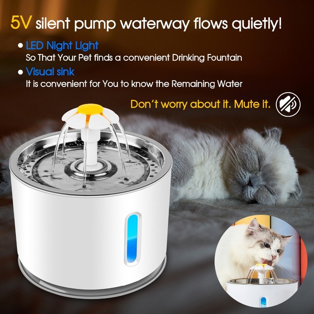 Fontanna do picia dla kota z 5 sztukami zamiennych filtrów, automatyczny dozownik wody dla zwierząt - Super cichy! - Wianko - 13
